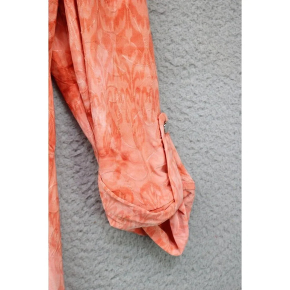 New Directions 3/4 Roll-tabbed Sleeves Silky Button-Up Top-Medium-New w/Tags - Picture 4 of 12